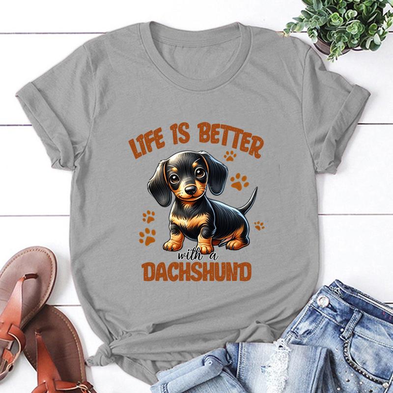 Dog Life Is Better With A Dachshund Graphic Print T-Shirt Men Women Fashion Round Neck Loose Tee Shirt M сірий
Dog Life Is Better With A Dachshund Graphic Print T-Shirt Men Women Fashion Round Neck Loose Tee Shirt M сірий