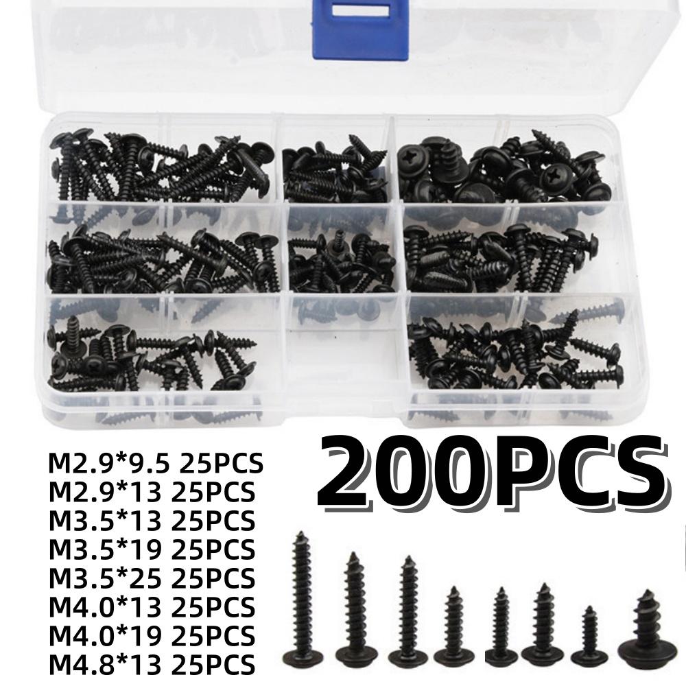 500/340/200PCS M3 Screw Cross Head M3/M4/M3.5/M4.8 Self Tapping Screw Black Carbon Steel Pan Head Round Head Screw Combination
500/340/200PCS M3 Screw Cross Head M3/M4/M3.5/M4.8 Self Tapping Screw Black Carbon Steel Pan Head Round Head Screw Combination