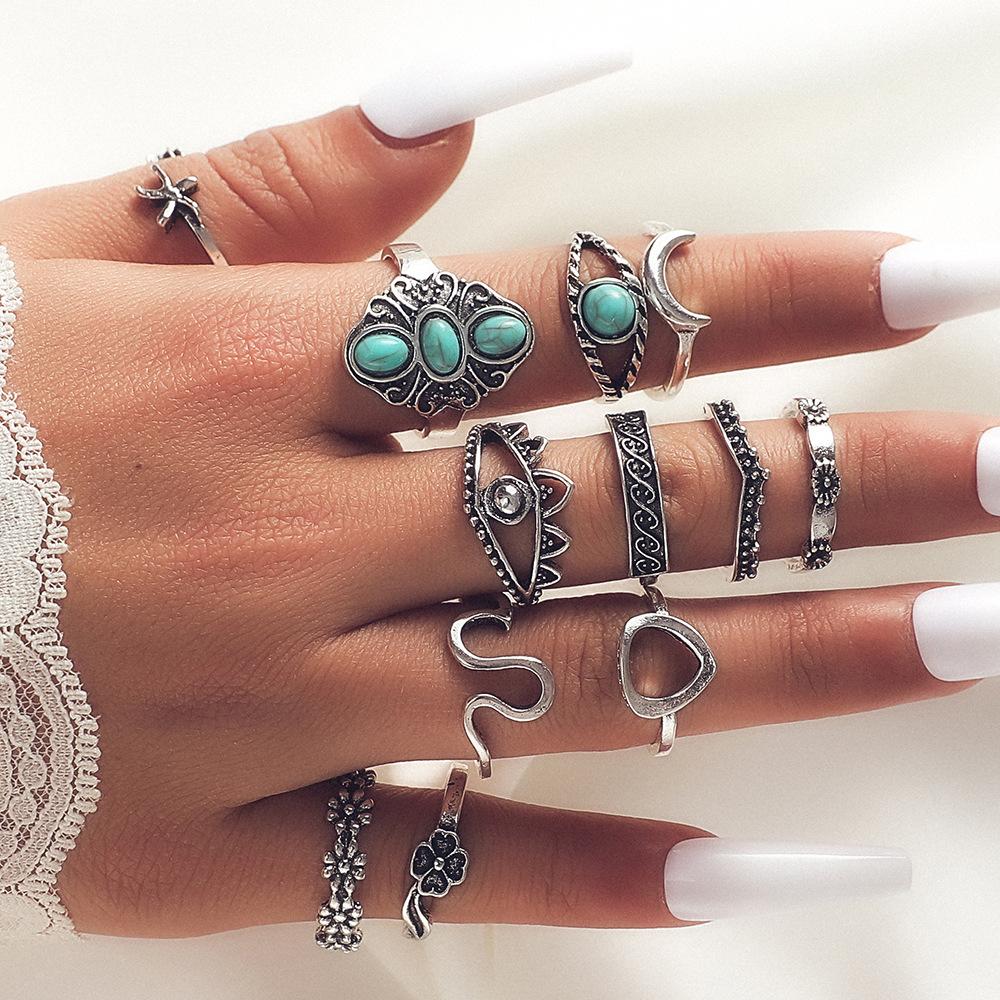 Ring Vintage Turquoise Crescent Carving Hollow 12 Piece Set Ring Women
Ring Vintage Turquoise Crescent Carving Hollow 12 Piece Set Ring Women