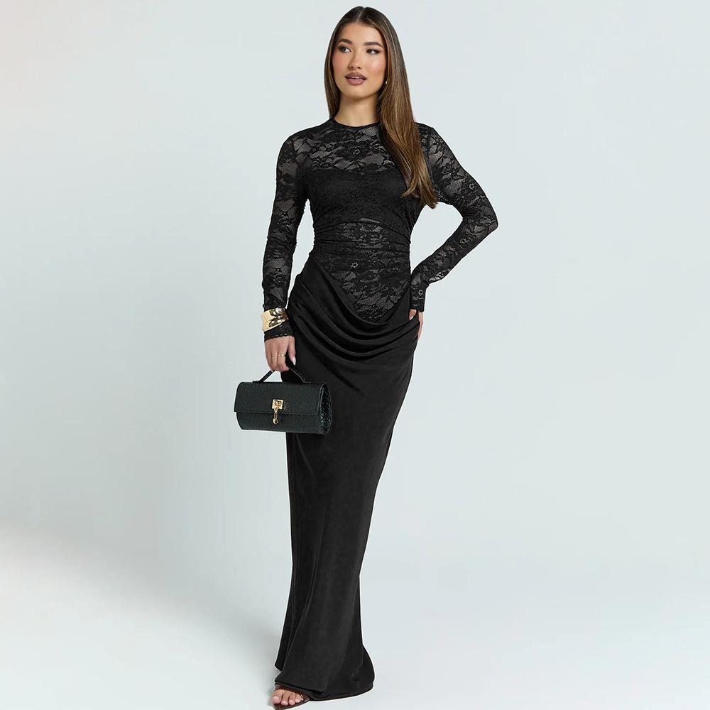 European Style Women s Elegant Lace Patchwork Dress - Spring Round Neck, Strapless, Long Sleeve, Sexy See-through Design. Small чорний
European Style Women s Elegant Lace Patchwork Dress - Spring Round Neck, Strapless, Long Sleeve, Sexy See-through Design. Small чорний