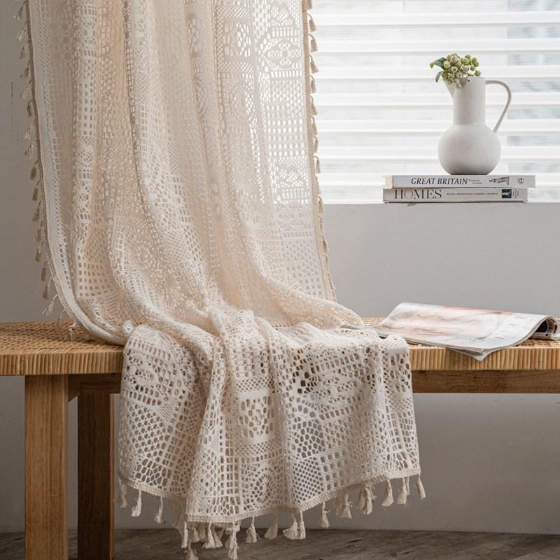 American Country Rose Crochet Knit Hollowing Curtains with Tassel for Bedroom Drape Semi-shading Living Room Artistic Curtains W150 x H160cm&Punching
American Country Rose Crochet Knit Hollowing Curtains with Tassel for Bedroom Drape Semi-shading Living Room Artistic Curtains W150 x H160cm&Punching