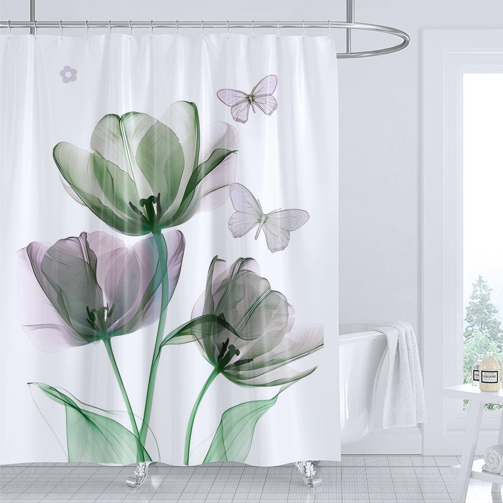 Floral Shower Curtain Watercolor Tulip Print Shower Curtain With Hooks, Waterproof Shower Curtain, Shower Curtains For Bathroom W60H190(CM)-1 Pcs
Floral Shower Curtain Watercolor Tulip Print Shower Curtain With Hooks, Waterproof Shower Curtain, Shower Curtains For Bathroom W60H190(CM)-1 Pcs