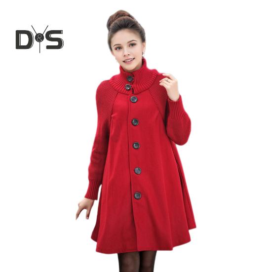Женское шерстяное пальто с высоким воротом, облегающее пальто, однобортное длинное пальто для работы на открытом воздухе, вечеринки M красный