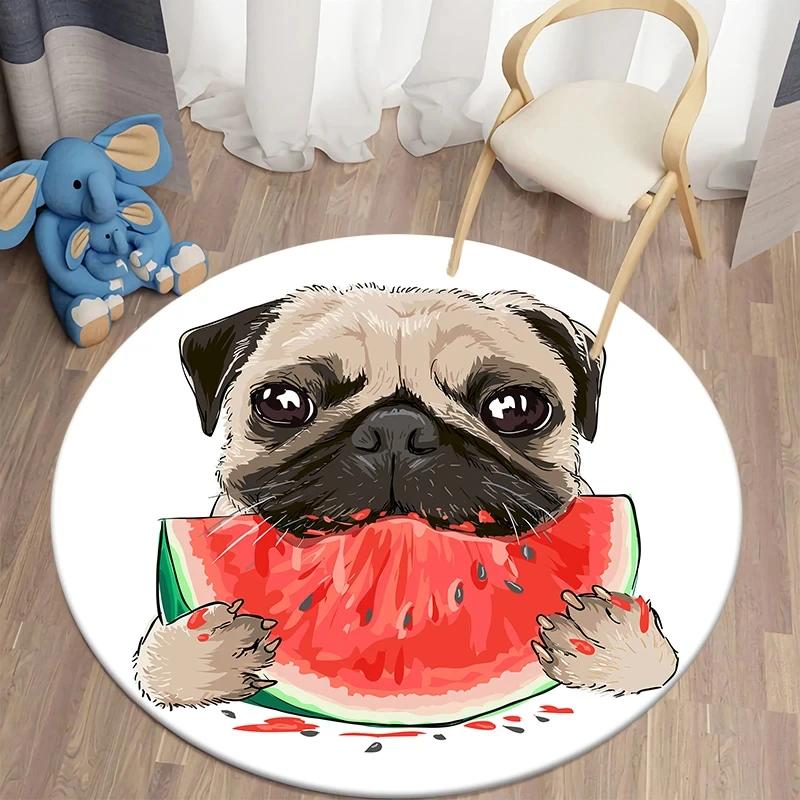 Cute Pug Dog Round Carpet Kawaii Pet Rug Anti-Slip Floor Mat for Living Room Bedroom Decor Circle Doormat 40x40cm
Cute Pug Dog Round Carpet Kawaii Pet Rug Anti-Slip Floor Mat for Living Room Bedroom Decor Circle Doormat 40x40cm