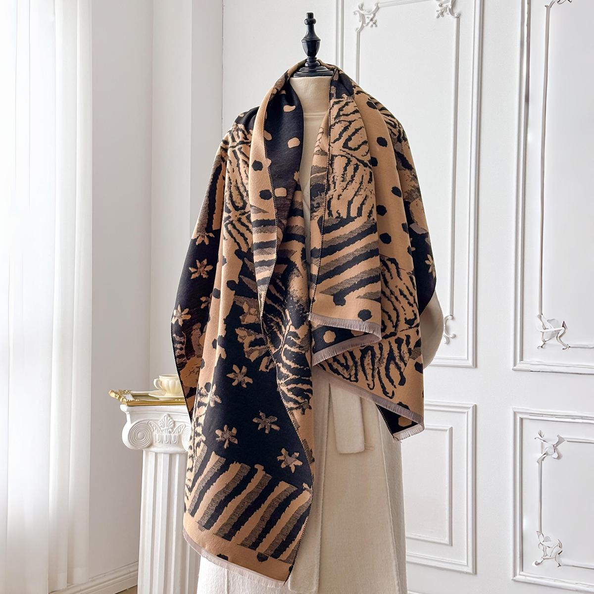 Ladies Thickened Winter Scarf Leopard Print Polka Dot Pattern Dual-Sided Faux Cashmere Jacquard Wool Pashmina Wrap For Luxury
Ladies Thickened Winter Scarf Leopard Print Polka Dot Pattern Dual-Sided Faux Cashmere Jacquard Wool Pashmina Wrap For Luxury