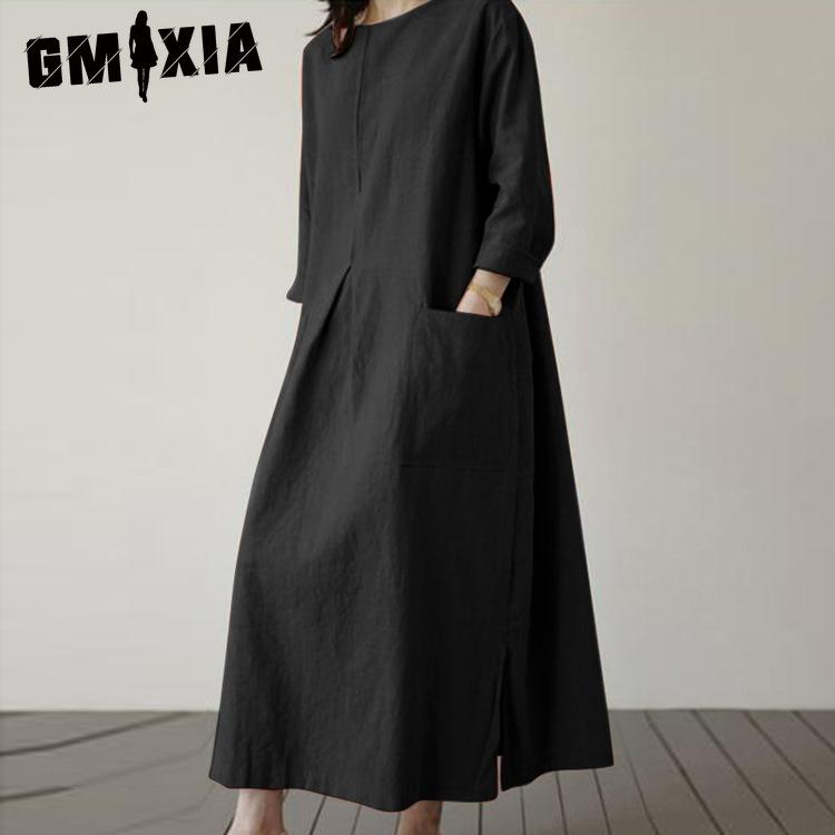 GMXIA Женское повседневное хлопковое длинное платье с круглым вырезом и рукавами 3/4 L чёрный
GMXIA Женское повседневное хлопковое длинное платье с круглым вырезом и рукавами 3/4 L чёрный