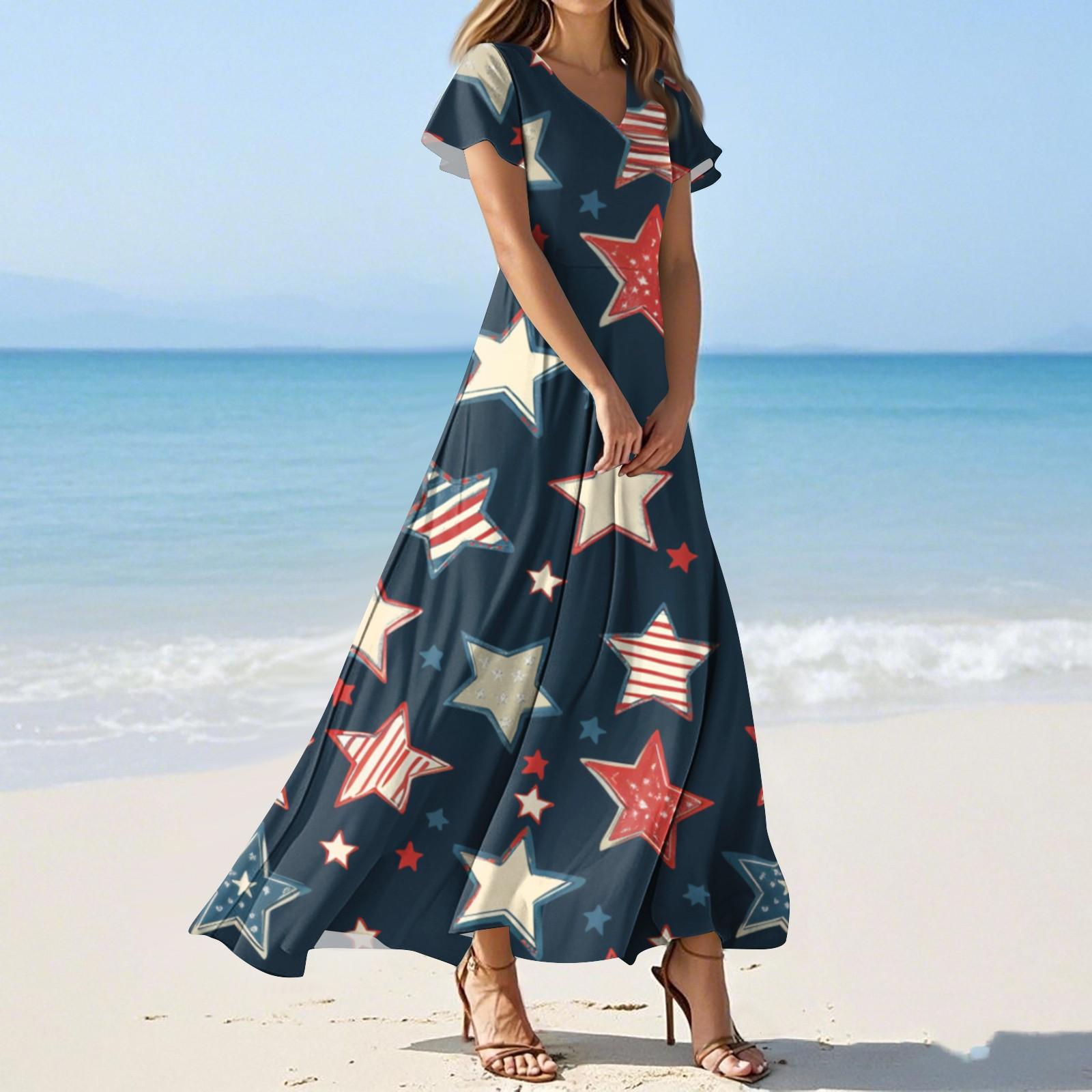 Женские летние повседневные модные платья с принтом ко Дню независимости, платья с коротким рукавом и V-образным вырезом M
Женские летние повседневные модные платья с принтом ко Дню независимости, платья с коротким рукавом и V-образным вырезом M