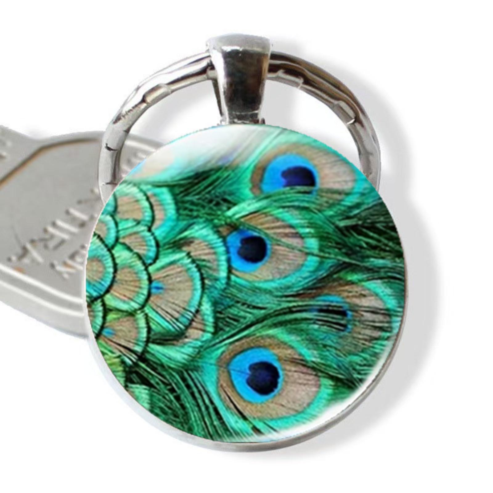 Round Glass Alloy Pendant Keychain with Peacock Feather Pattern Durable Metal Key Ring Accessory for Everyday Use and Gift One Size
Round Glass Alloy Pendant Keychain with Peacock Feather Pattern Durable Metal Key Ring Accessory for Everyday Use and Gift One Size