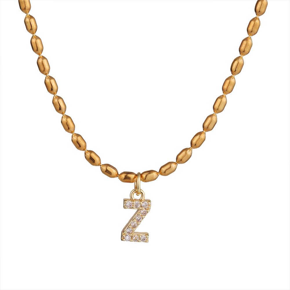 Wind rice bead necklace female inlaid zircon 26 English letters pendant collarbone chain female high sense
Wind rice bead necklace female inlaid zircon 26 English letters pendant collarbone chain female high sense