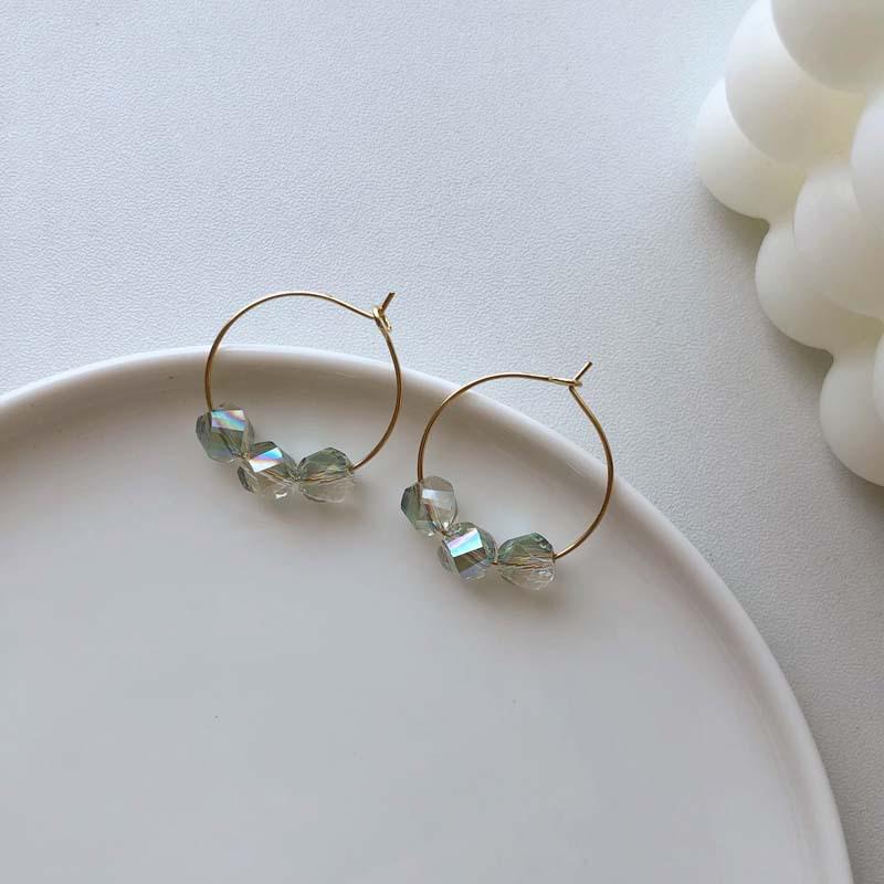 European and American Handmade Green Crystal Circle Earrings - High-End Natural Jewelry зелёный
European and American Handmade Green Crystal Circle Earrings - High-End Natural Jewelry зелёный