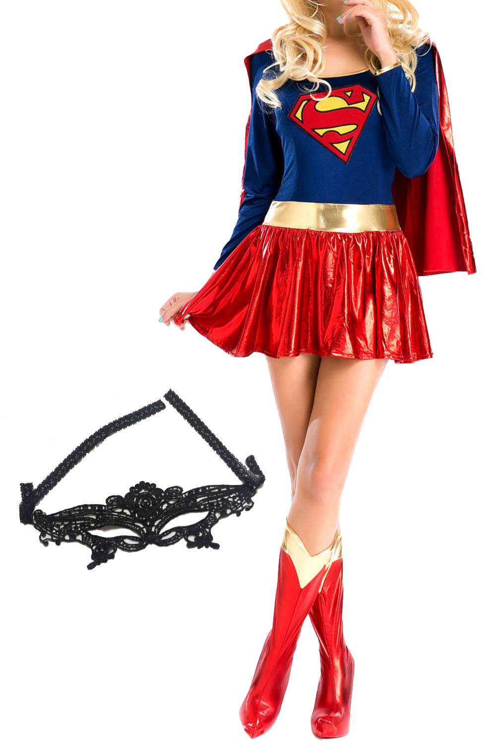 Supergirl Costume with Halloween (ADOSSY) Mask, Cosplay, Women s (L) синий
Supergirl Costume with Halloween (ADOSSY) Mask, Cosplay, Women s (L) синий