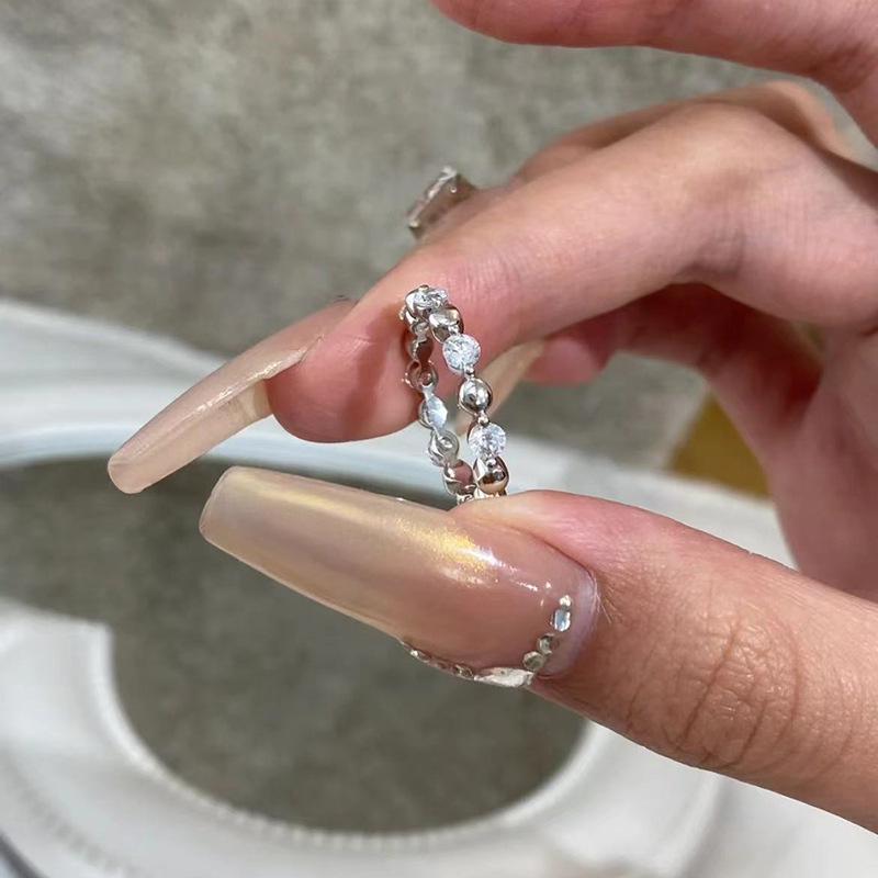 Luoxi Temple Jewelry 2024 Sterling Silver Ring: 925 Round Bead with Diamond Spacers, Stackable Evening Party Fashion. Size 8
Luoxi Temple Jewelry 2024 Sterling Silver Ring: 925 Round Bead with Diamond Spacers, Stackable Evening Party Fashion. Size 8