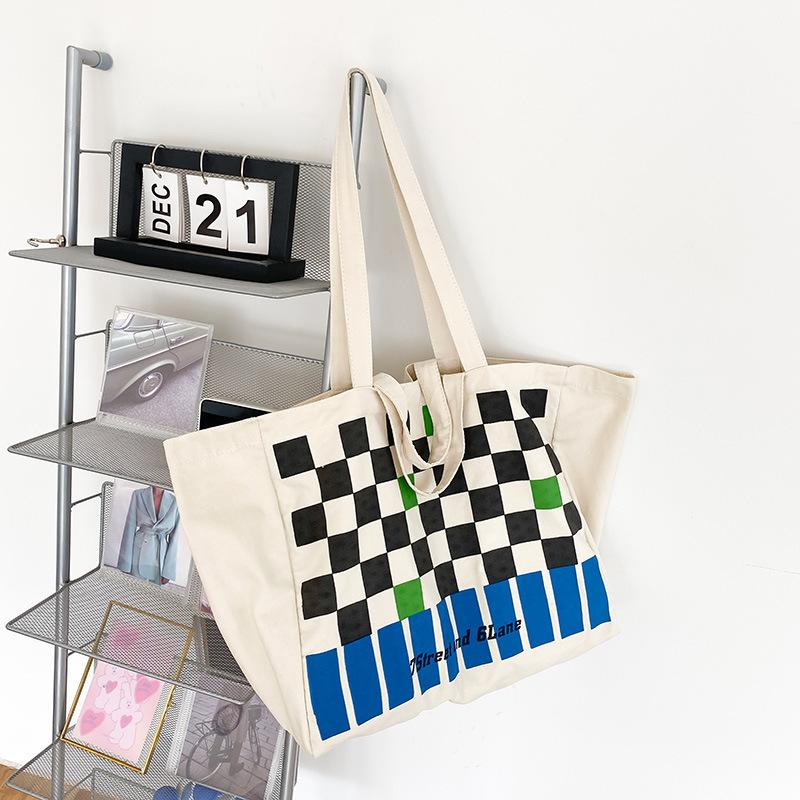 Многоцелевая женская сумка через плечо в корейском стиле, модная клетчатая сумка для студентов колледжей и колледжей, сумка для репетиторов