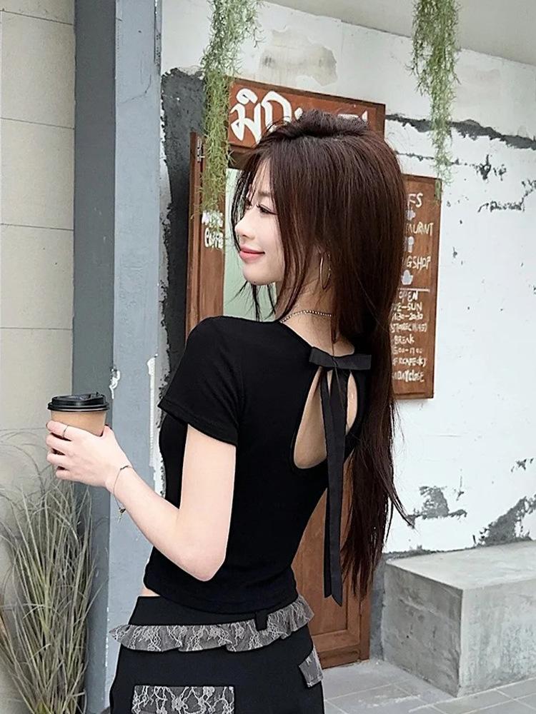 Sweet Spice Girl Slim Short T-Shirt Women s Shoulder Square Neck Halter Sexy Pure Lace Up Bow Short Sleeve Top S 35-42.5kg
Sweet Spice Girl Slim Short T-Shirt Women s Shoulder Square Neck Halter Sexy Pure Lace Up Bow Short Sleeve Top S 35-42.5kg