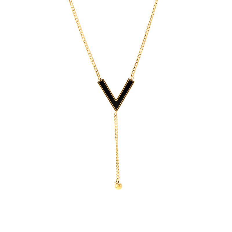 Женское ожерелье из нержавеющей стали с глубоким V-образным вырезом золотой
Женское ожерелье из нержавеющей стали с глубоким V-образным вырезом золотой