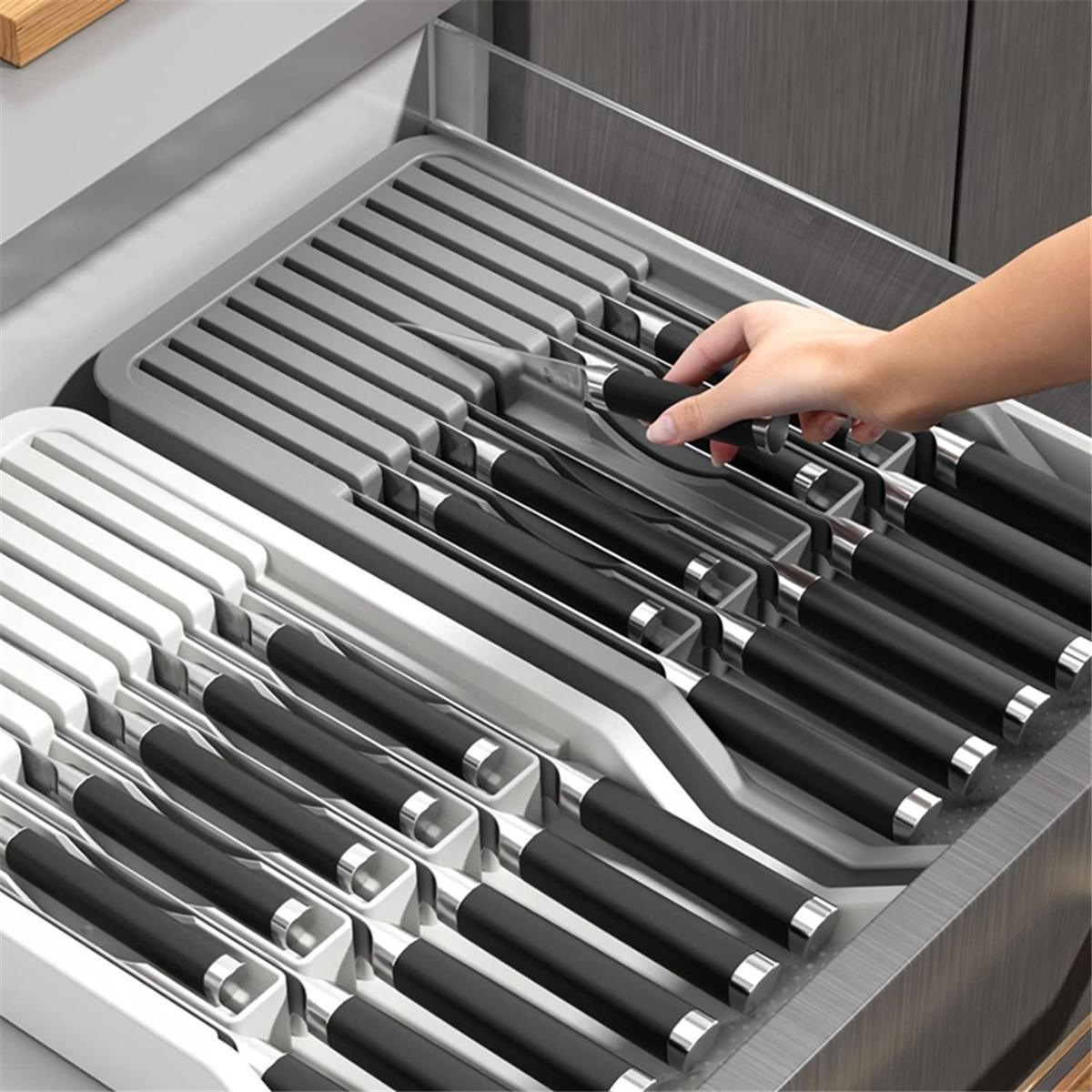 Knife Holder, in Drawer Knife Block Holder with Expandable Cutlery Tray Kitchen Drawer Organizer Insert-Holds 11 Knive NONE
Knife Holder, in Drawer Knife Block Holder with Expandable Cutlery Tray Kitchen Drawer Organizer Insert-Holds 11 Knive NONE