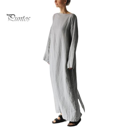 Женское платье макси с вырезом «бато» и длинным рукавом, со свободной талией, на шнуровке, длинное платье, однотонное, свободное, тонкое, повседневное, платье 3XL серый