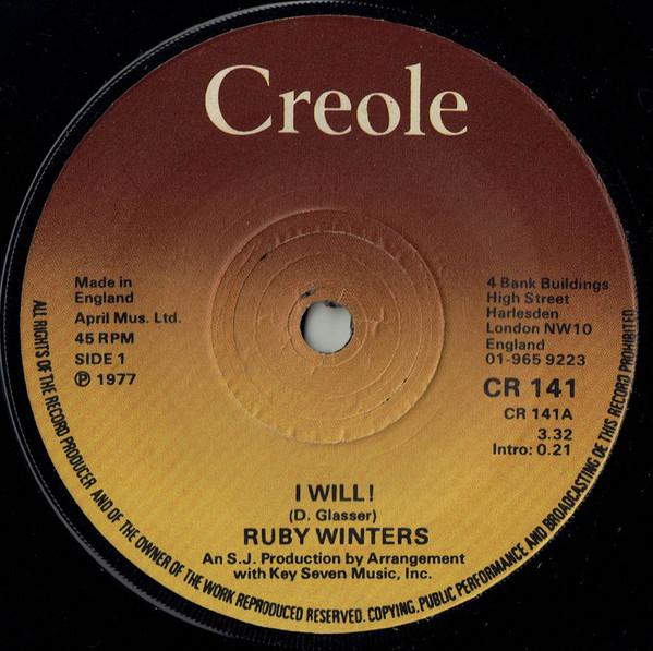 7-дюймовая пластинка RUBY WINTERS I Will CR141 Creole Records 1977 UK SoulFunk Б/у
7-дюймовая пластинка RUBY WINTERS I Will CR141 Creole Records 1977 UK SoulFunk Б/у