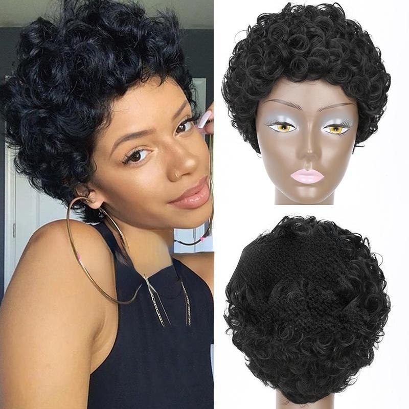MISS WIG Афро-женский модный короткий вьющийся черный парик из синтетического высокотемпературного волокна для женщин
MISS WIG Афро-женский модный короткий вьющийся черный парик из синтетического высокотемпературного волокна для женщин