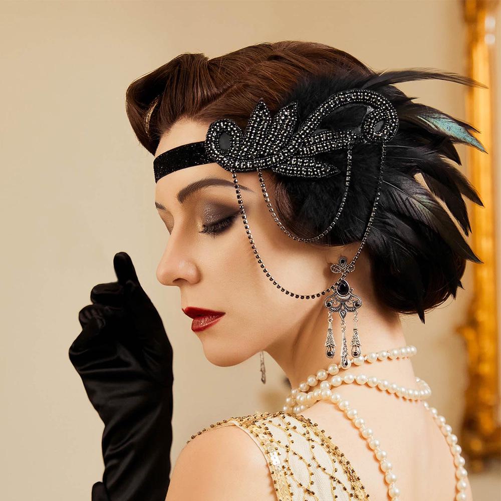 1920s Vintage Black Feather Headband for Women - Masquerade & Bachelorette Party Accessory Set
1920s Vintage Black Feather Headband for Women - Masquerade & Bachelorette Party Accessory Set