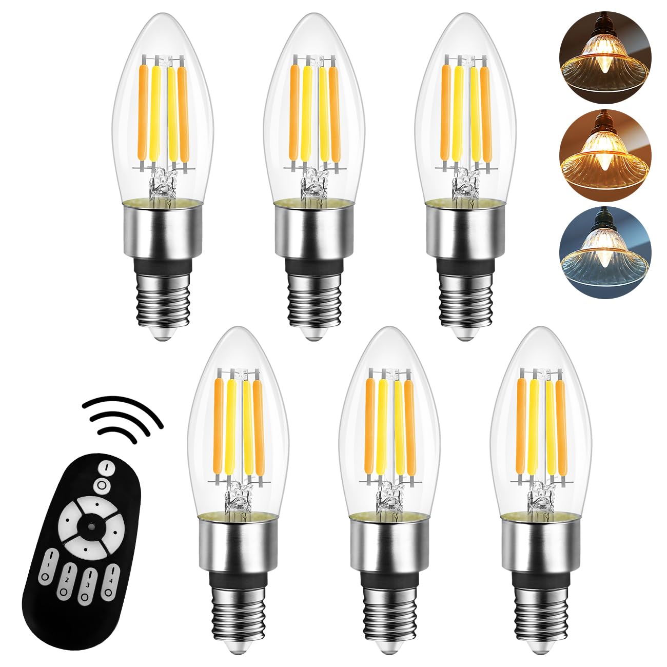 LVWIT Chandelier Bulbs, E17 Base, LED Bulbs, 50W Equivalent, 600LM, Dimmable, Color Adjustable, Remote Control, 4.5W Power Consumption, Remote
LVWIT Chandelier Bulbs, E17 Base, LED Bulbs, 50W Equivalent, 600LM, Dimmable, Color Adjustable, Remote Control, 4.5W Power Consumption, Remote