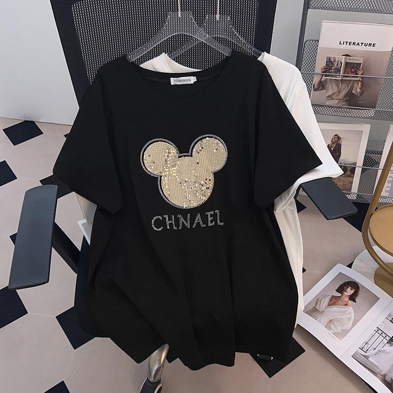 Plus Size Loose Mid-Length Short-Sleeve T-Shirt for Women - Round Neck, Slimming Design, Covers Belly, Available in Sizes 200/300/350 jin, Style 636 4XL белый
Plus Size Loose Mid-Length Short-Sleeve T-Shirt for Women - Round Neck, Slimming Design, Covers Belly, Available in Sizes 200/300/350 jin, Style 636 4XL белый