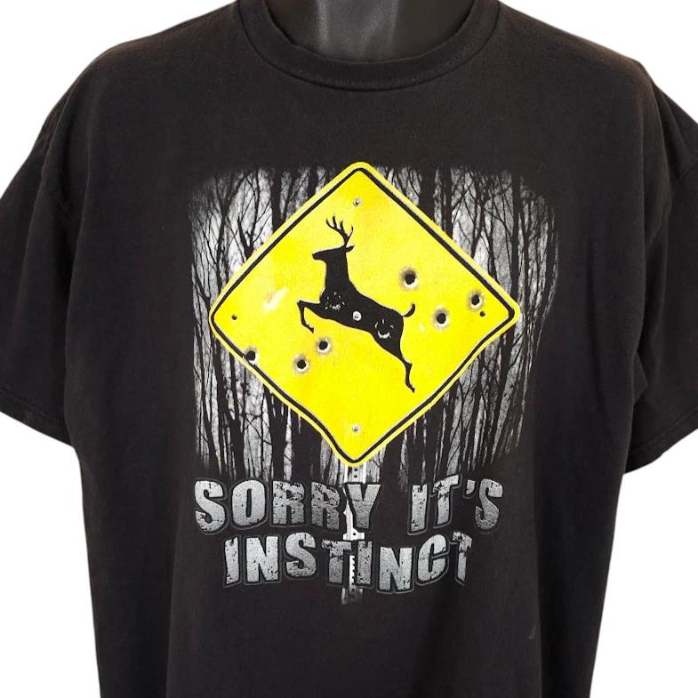 Deer Hunting 100% Cotton T-shirt Mens Tees Top Mens Size XL Black Sorry Its Instinct Funny Humor Joke 3XL
Deer Hunting 100% Cotton T-shirt Mens Tees Top Mens Size XL Black Sorry Its Instinct Funny Humor Joke 3XL