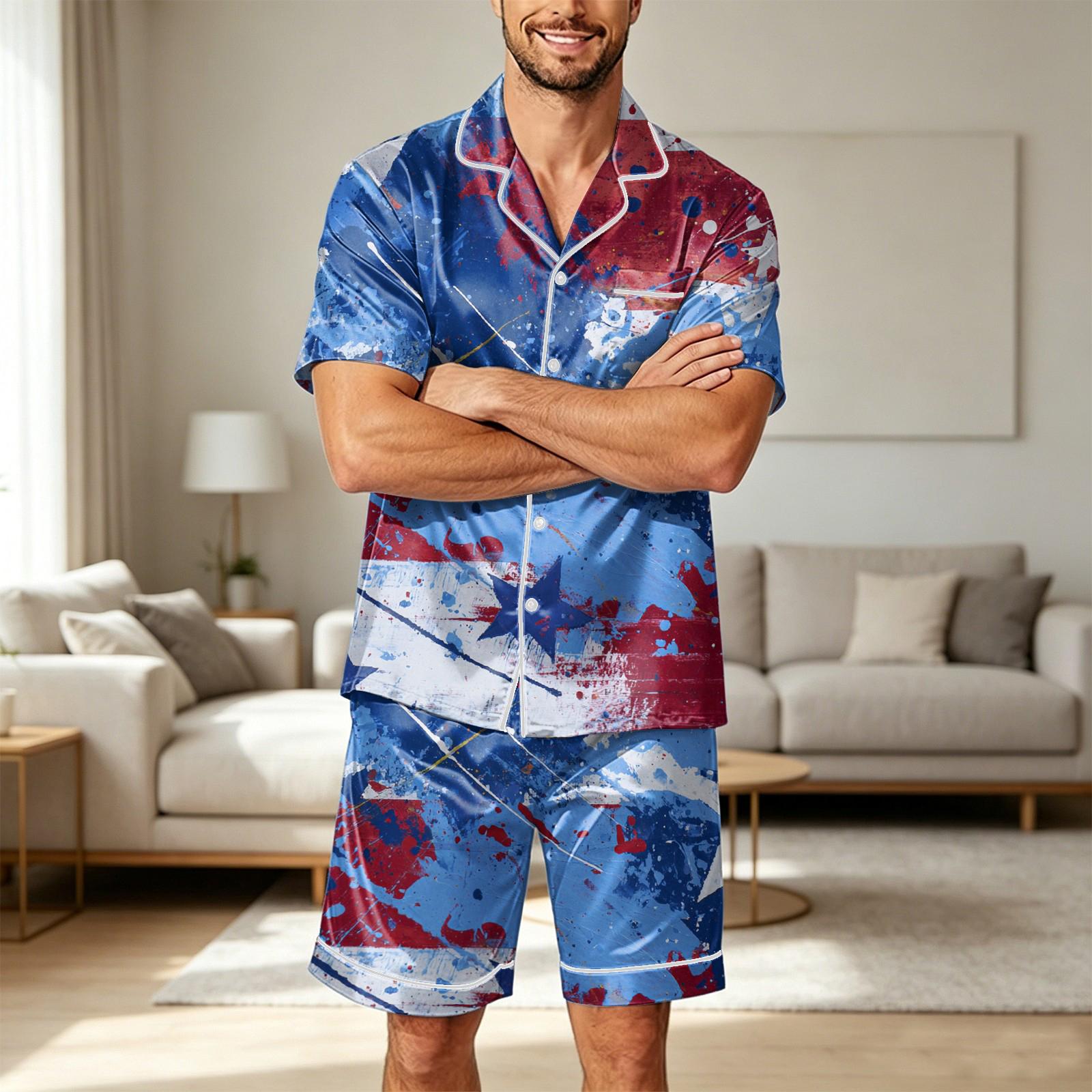 Men Satin Short Sleeve Pajama Set Two Piece Sleepwear with Shorts and Pocket Lightweight Smooth Fabric Comfortable Fit L винний
Men Satin Short Sleeve Pajama Set Two Piece Sleepwear with Shorts and Pocket Lightweight Smooth Fabric Comfortable Fit L винний