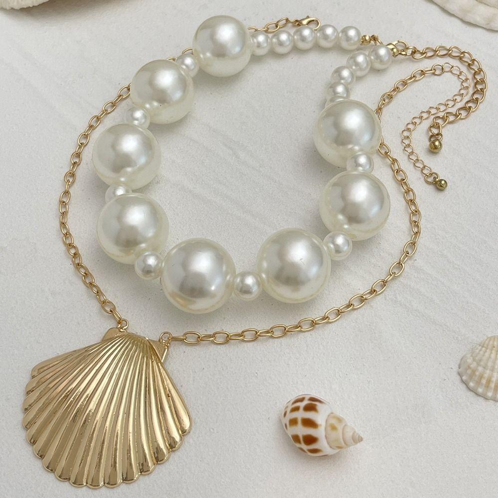 Elegant Pearl Shell Necklace Double Layer Beach Necklace Sweet Pearl Beaded Necklace Summer золотий
Elegant Pearl Shell Necklace Double Layer Beach Necklace Sweet Pearl Beaded Necklace Summer золотий
