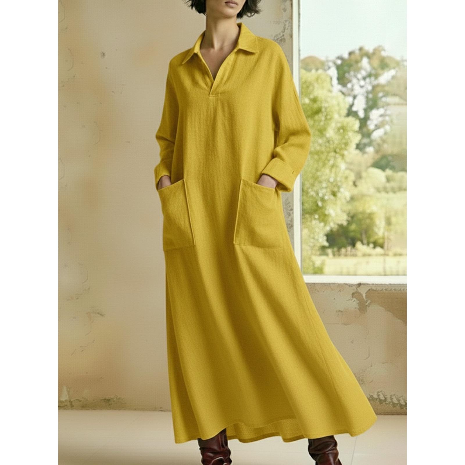 Women s Casual Summer Dress Loose V Neck Maxi Dresses With Pockets Solid Color Vacation Beach Long Dress 3XL жовтий
Women s Casual Summer Dress Loose V Neck Maxi Dresses With Pockets Solid Color Vacation Beach Long Dress 3XL жовтий