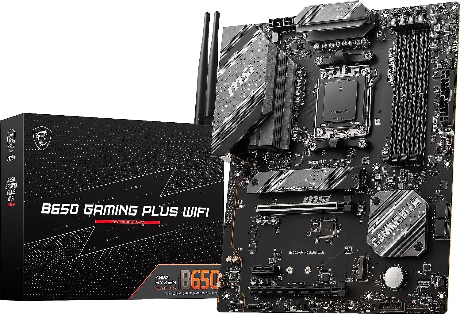 MSI Motherboard B650 GAMING PLUS WIFI AMD Ryzen Series Compatible B650 ATX Max Compatible MB6266 7000/9000 DDR5-7200 (OC)
MSI Motherboard B650 GAMING PLUS WIFI AMD Ryzen Series Compatible B650 ATX Max Compatible MB6266 7000/9000 DDR5-7200 (OC)