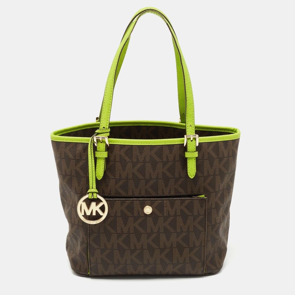 Michael Kors Коричнево-зеленый Signature с покрытием из холста и кожи, средняя сумка с карманами на кнопках, коричневая
Michael Kors Коричнево-зеленый Signature с покрытием из холста и кожи, средняя сумка с карманами на кнопках, коричневая