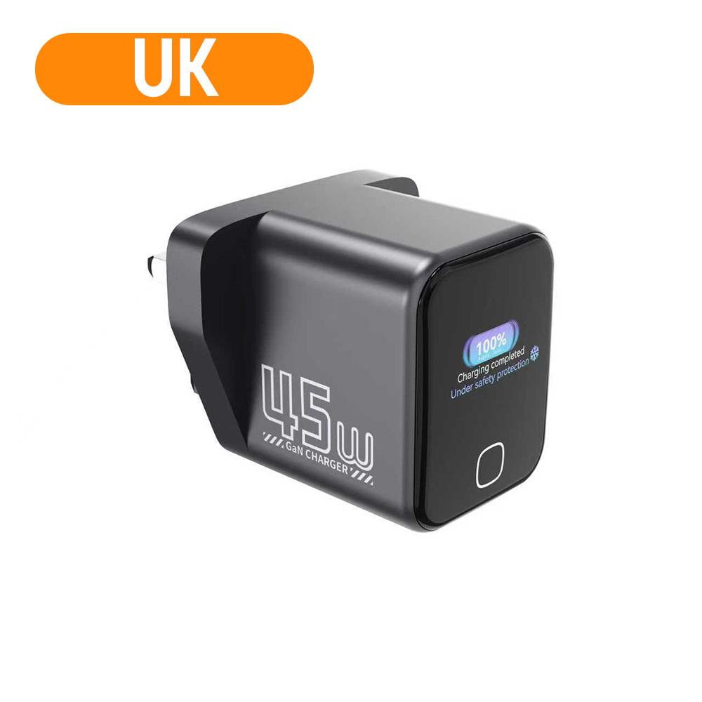 45W GaN Phone Charger AI Intelligent Screen Display Type C Charger for Tablet Phone Charger Fast Charging Head For iPhone 15 17 UK Plug чорний
45W GaN Phone Charger AI Intelligent Screen Display Type C Charger for Tablet Phone Charger Fast Charging Head For iPhone 15 17 UK Plug чорний
