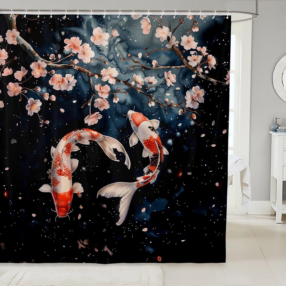 Japan Pink Sakura Shower Curtain With Hooks,Cartoon Wind Chimes Waterproof Bathroom Curtains,Cherry Blossom Shower Accessories W60H190(CM)-1 Pcs
Japan Pink Sakura Shower Curtain With Hooks,Cartoon Wind Chimes Waterproof Bathroom Curtains,Cherry Blossom Shower Accessories W60H190(CM)-1 Pcs