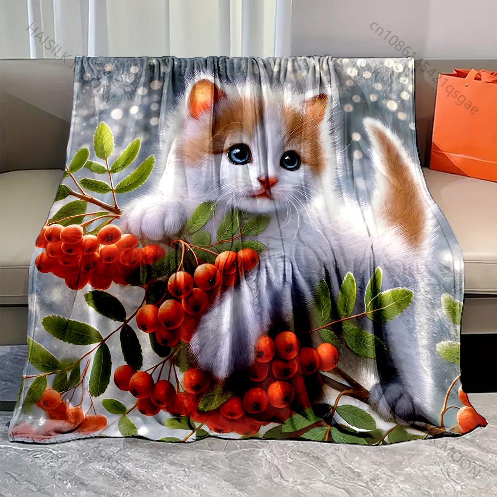 White Kitten with Red Berries Print Blanket Warm Soft Luxury Gifts for Children Adults Suitable for Home Sofa Bed Travel RV 75x90cm
White Kitten with Red Berries Print Blanket Warm Soft Luxury Gifts for Children Adults Suitable for Home Sofa Bed Travel RV 75x90cm