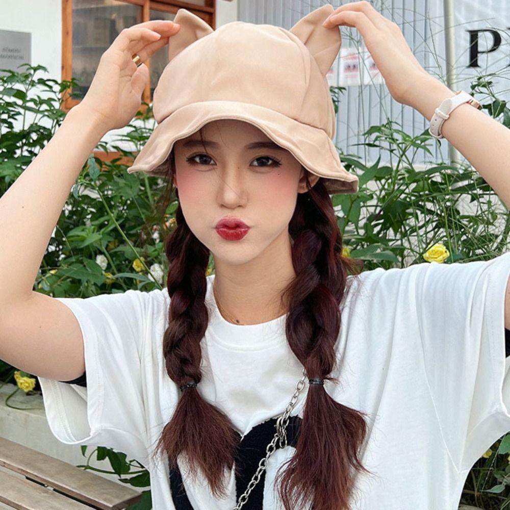Solid Color Cat Ear Fisherman Hat Quick-drying Casual Camping Cap Summer Cute Bucket Hat Girl хаки
Solid Color Cat Ear Fisherman Hat Quick-drying Casual Camping Cap Summer Cute Bucket Hat Girl хаки