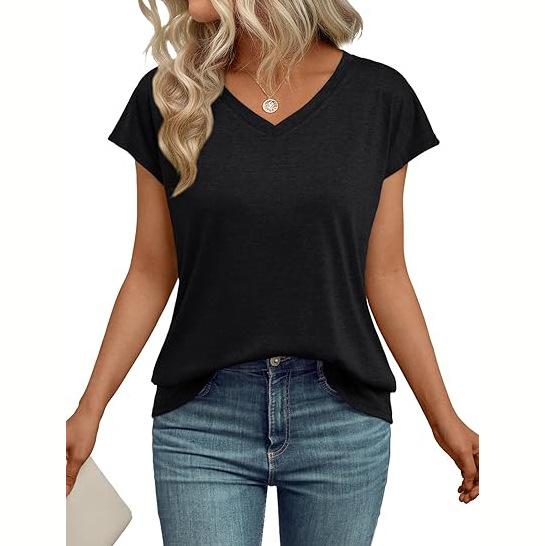 European and American women s clothing spring and summer new solid color V-neck short-sleeved T-shirt loose casual top XL чорний
European and American women s clothing spring and summer new solid color V-neck short-sleeved T-shirt loose casual top XL чорний