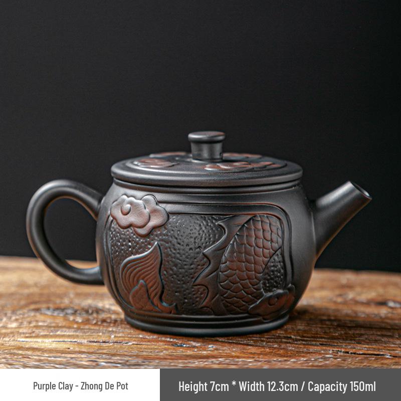Original Ore Purple Clay Teapot Set with Auspicious Dragon & Phoenix Relief, Color-Changing Filter, and Han Tile Design
Original Ore Purple Clay Teapot Set with Auspicious Dragon & Phoenix Relief, Color-Changing Filter, and Han Tile Design