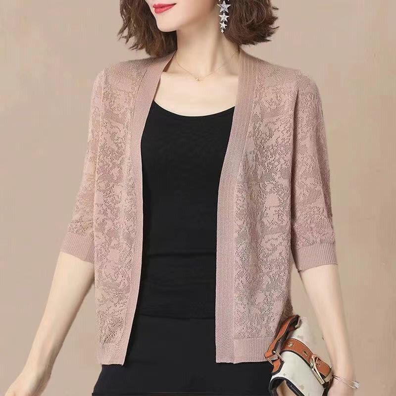 Summer Women Oversized Knit Cardigan Jackets Half Sleeve Ice Silk Knitted Cardigan Elegant Hollow Out Sunscreen Tops XXXXXL чёрный
Summer Women Oversized Knit Cardigan Jackets Half Sleeve Ice Silk Knitted Cardigan Elegant Hollow Out Sunscreen Tops XXXXXL чёрный