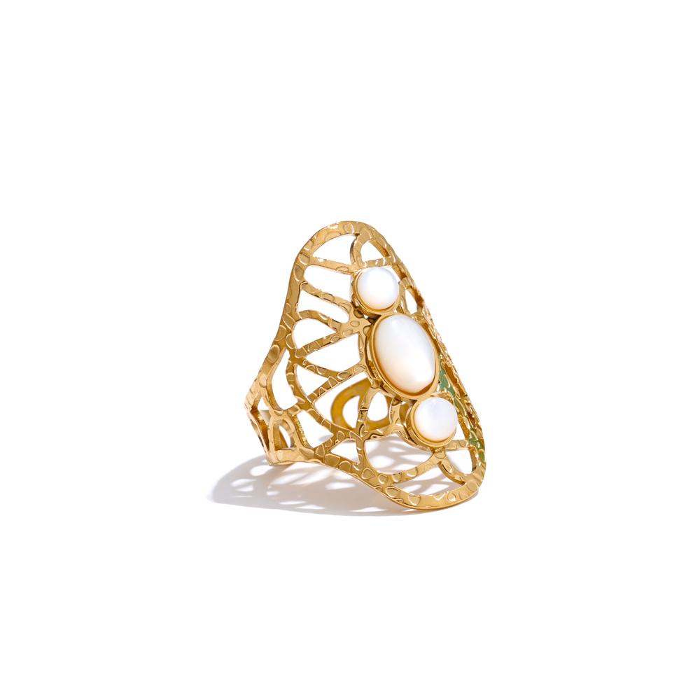 Yhpup Exquisite White Blue Natural Stone Hollow Adjustable Ring for Women Stainless Steel Rust Proof Golden Finger Jewelry resizable
Yhpup Exquisite White Blue Natural Stone Hollow Adjustable Ring for Women Stainless Steel Rust Proof Golden Finger Jewelry resizable