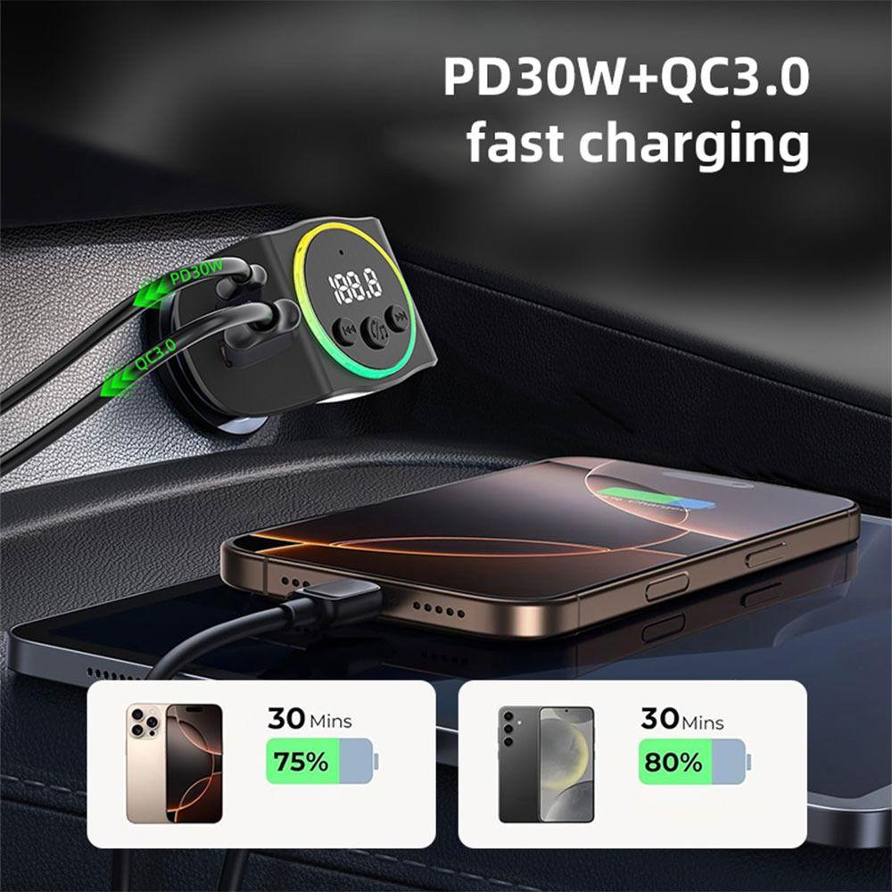 FM Transmitter Car MP3 Player PD30W+QC3.0 PD Fast Charger Dual USB Car Bluetooth Auto срібний
FM Transmitter Car MP3 Player PD30W+QC3.0 PD Fast Charger Dual USB Car Bluetooth Auto срібний