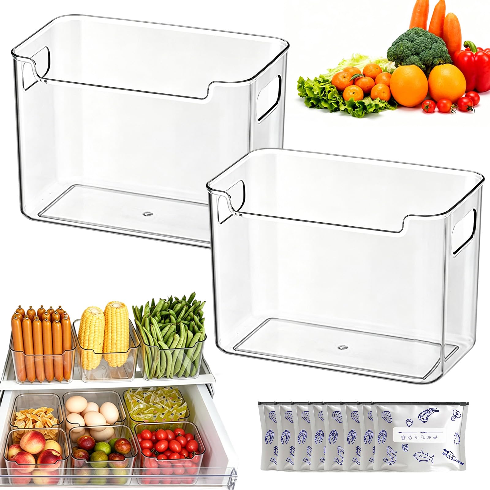 Crystal Clear Freezer Storage Bins, Multipurpose Freezer Organization with Handle, Clear Plastic Storage Bins for Refrigerator, Fridge, Cabinet, Home
Crystal Clear Freezer Storage Bins, Multipurpose Freezer Organization with Handle, Clear Plastic Storage Bins for Refrigerator, Fridge, Cabinet, Home