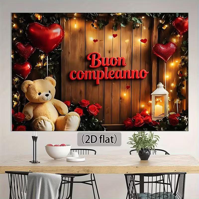 2D Kids Birthday Backdrop, Buon Compleanno Teddy Bear and Red Balloons Background for Photoshoot 47.2x31.5inch/120*80cm
2D Kids Birthday Backdrop, Buon Compleanno Teddy Bear and Red Balloons Background for Photoshoot 47.2x31.5inch/120*80cm