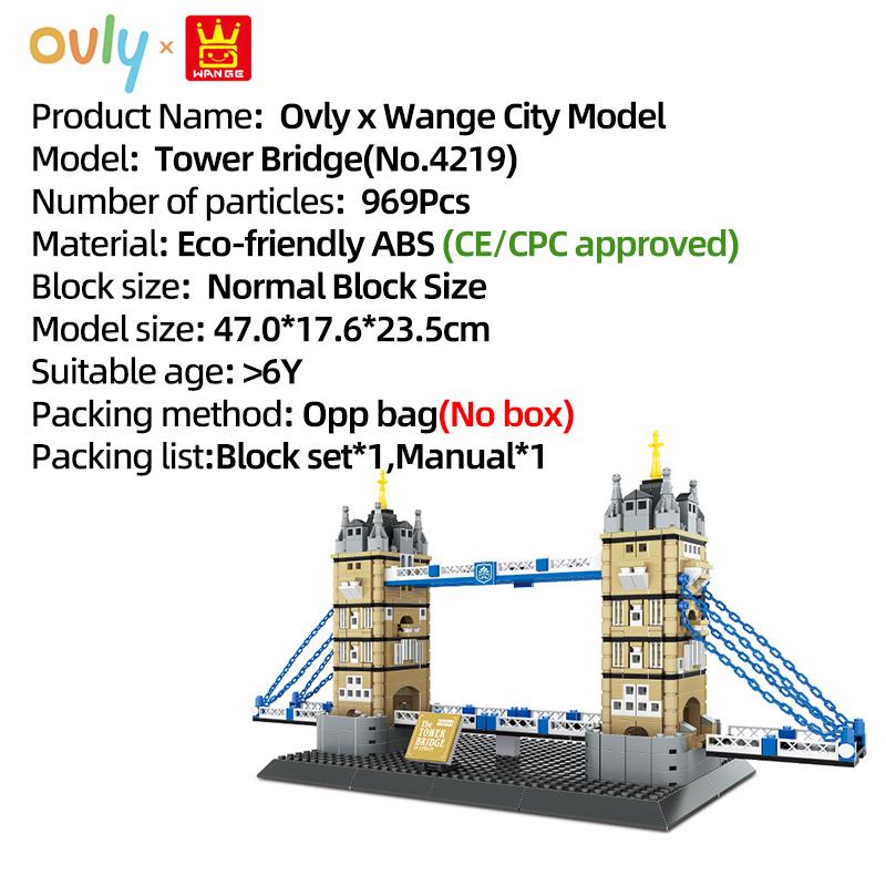 WANGE Великобритания Лондон Тауэрский мост Модель города Мелкие кирпичики Строительные блоки Креативная игрушка для детей №4219
WANGE Великобритания Лондон Тауэрский мост Модель города Мелкие кирпичики Строительные блоки Креативная игрушка для детей №4219