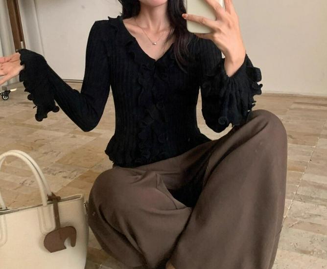 Korean Style Sweet V-Neck Slim-Fit Lace Knit Sweater – 2025 Autumn Collection One Size чорний
Korean Style Sweet V-Neck Slim-Fit Lace Knit Sweater – 2025 Autumn Collection One Size чорний