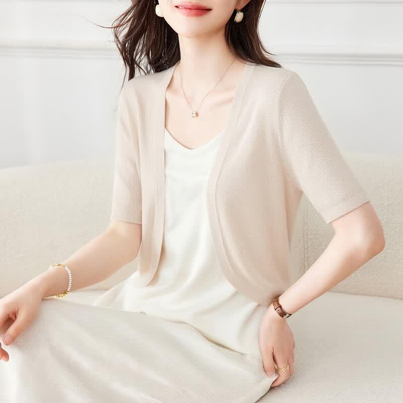 Srcr Women s Short Sleeve High-Waist Knit Cardigan with Silk L
Srcr Women s Short Sleeve High-Waist Knit Cardigan with Silk L