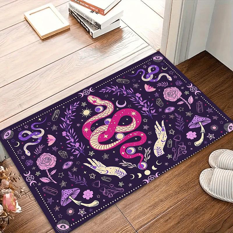 Mystic Witchcraft Area Rug Psychedelic Snake Tarot Carpet for Occult Lover Non-Slip Washable Floormat Doormat Retro Decor Purple 40x60CM
Mystic Witchcraft Area Rug Psychedelic Snake Tarot Carpet for Occult Lover Non-Slip Washable Floormat Doormat Retro Decor Purple 40x60CM