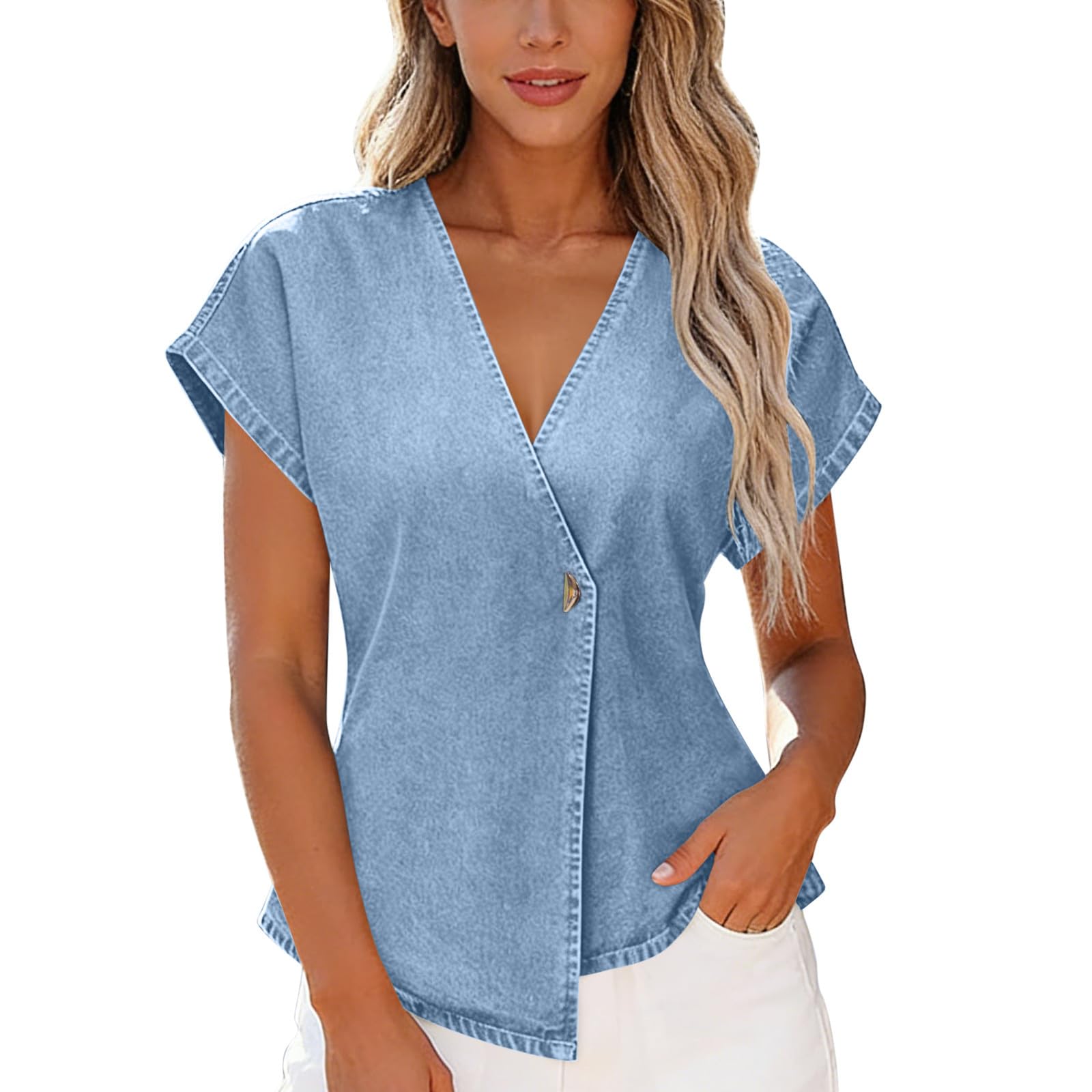 Womens Spring Tops Summer Shirts for Women V Neck Short Sleeve Casual Blouse Womens Summer Shirts for Daily Wear XXL
Womens Spring Tops Summer Shirts for Women V Neck Short Sleeve Casual Blouse Womens Summer Shirts for Daily Wear XXL