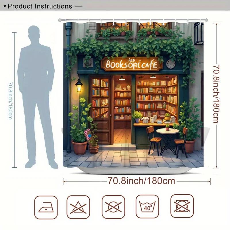 1pc Bookstore Café Shower Curtain - Wooden Door, Greenery, Bookshelves, Warm Lighting, 70.8x70.8 , 12 Hooks W90xH180cm
1pc Bookstore Café Shower Curtain - Wooden Door, Greenery, Bookshelves, Warm Lighting, 70.8x70.8 , 12 Hooks W90xH180cm