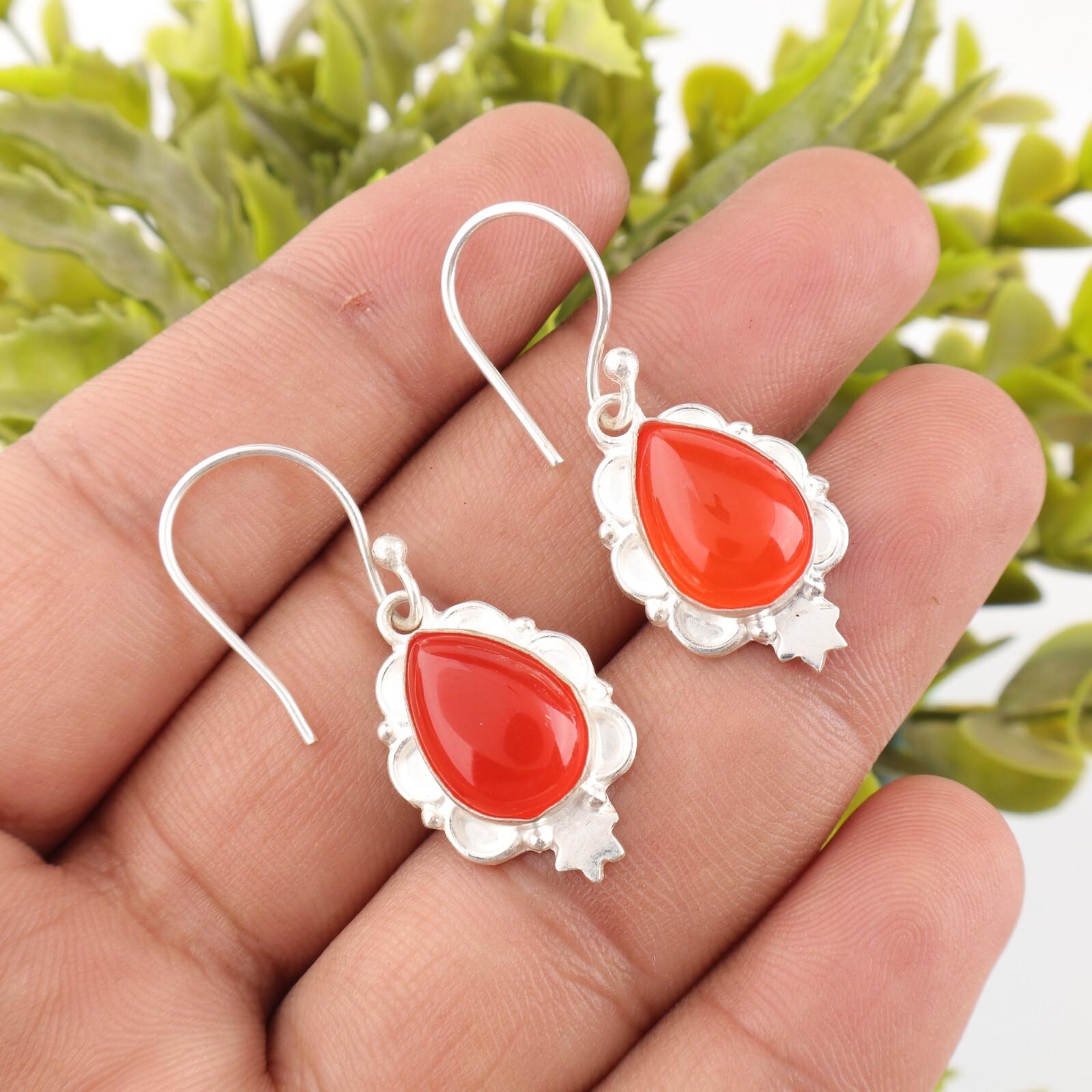 Carnelian Gemstone 925 Sterling Silver Handmade Jewelry Drop/Dangle Earrings EE-163-33
Carnelian Gemstone 925 Sterling Silver Handmade Jewelry Drop/Dangle Earrings EE-163-33